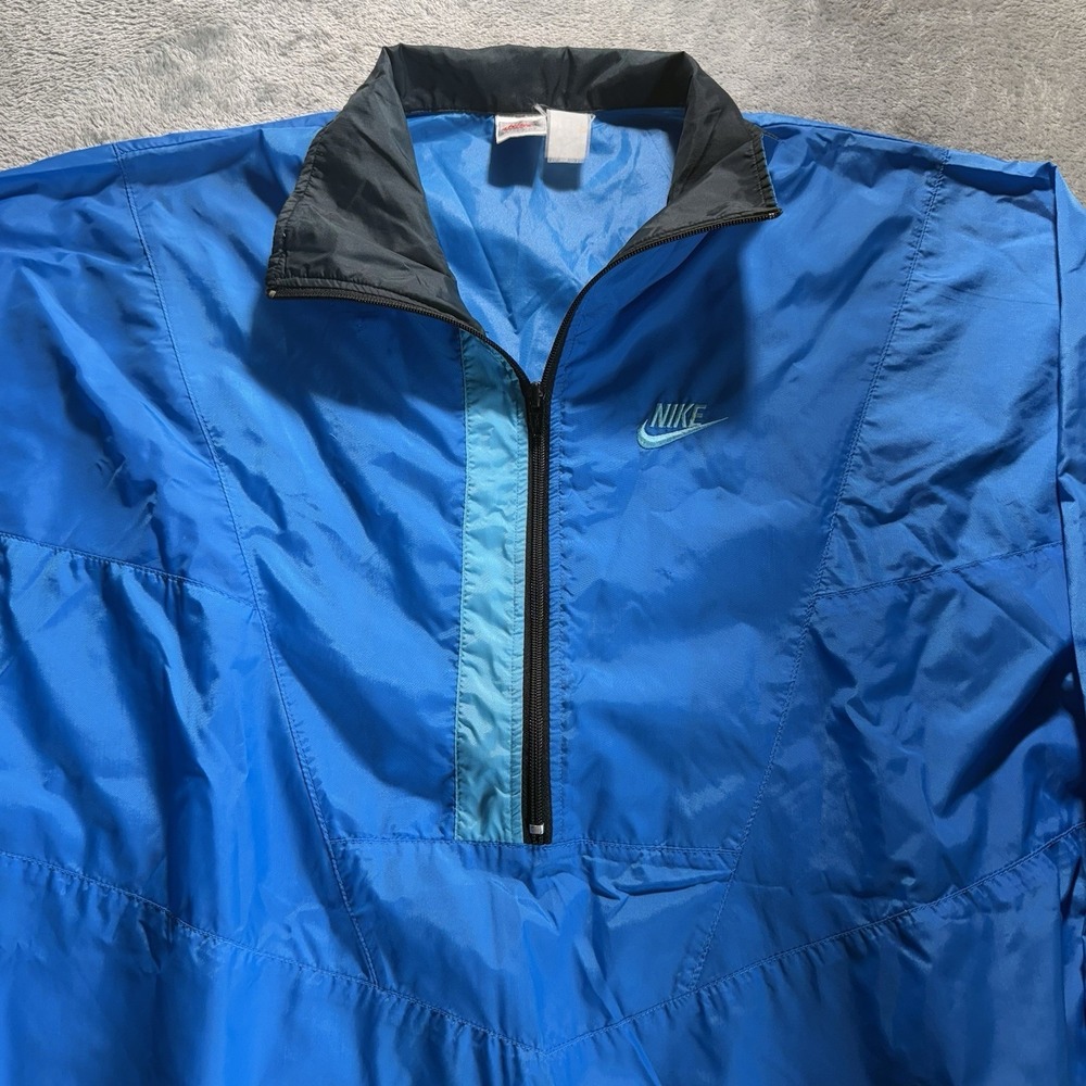 Vintage 90s Nike Embroidered Logo Full Zip Blue Colorful Windbreaker Jacket XL - Picture 4 of 10